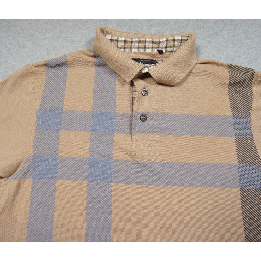 Barbour Shirt Womens Small Beige Polo Plaid Short Sleeve Cotton Preppy Ladies